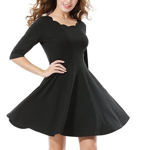 Black Dress with Scalloped Neckline